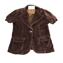 BB Dakota Shirt Womens XS Brown Velvet Puff Short Sleeve Collared Blouse - $29.58