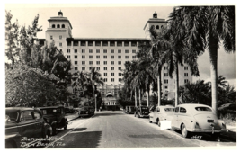 RPPC Postcard  Biltmore Hotel Old Cars Palm Trees Palm Beach Florida - £10.15 GBP