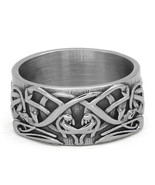Norse Knot Ring Mens Womens Silver Stainless Steel Celtic Viking Band Si... - £15.65 GBP