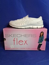 Skechers 22123 Slip On Sneaker White Beige Gray Casual Shoes Womens US S... - $37.39