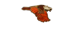 Orange and Brown Enamel Winged Flying Hawk Lapel Hat Pin Badge - £7.75 GBP