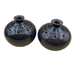 Aegitna Vallauris Blue Pottery France Oil Lamps Pair 3” Tall - £28.41 GBP