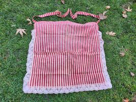 Antique rare cotton apron, hand woven, part of bride's folklore costume ... - $35.00
