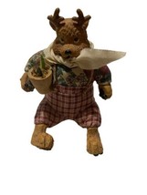 Vintage Reindeer Gardener in Plaid Overalls Shelf Sitter Russ? - £6.81 GBP