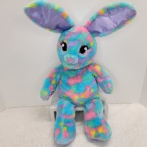 Build a Bear BAB Talking Tie Dye Bunny 2015 Plush Multi-Color Blue Spring - £10.66 GBP