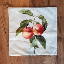 Peach Throw Pillow Cover, Cotton Decorative Accent Pillow with Fruit Tree design