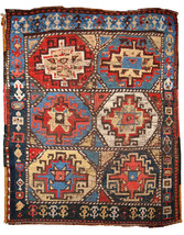Handmade antique collectible Persian Kurdish rug 3.5&#39; x 4.6&#39; (106cmx140cm) 1870s - $2,860.00