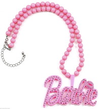 New Plastic Pendant Barbie Style Crystal Rhinestone Necklace 18.75 &amp; 19 Inches - £19.65 GBP