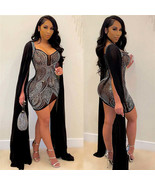 Luxury Sparkly Rhinestone Mesh Sheer Bodycon Mini Dress - $91.32 CAD