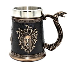 Greek Roman Goddess Medusa Beer Stainless Steel Tumbler Cup Bronze Finish - £67.18 GBP