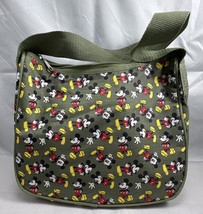 Disney Mickey Mouse Purse Olive Green 9 x 10 in Nylon Wide Strap - $12.09