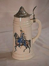 Old Vintage Lidded Beer Stein w Napoleonic Cavalry Man on Horse Japan - £27.68 GBP