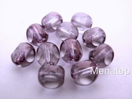 25 6 mm Czech Glass Antique Style Triangle Beads: Luster - Transparent Amethyst - £2.32 GBP
