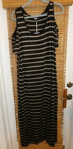 Relaxx by Exist Women&#39;s Ladies Long Dress Size 3X Black Khaki Striped NWT NEW - £28.80 GBP