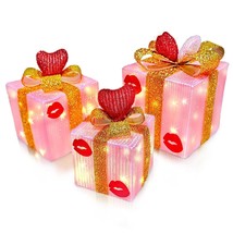 3 Pack Valentines Day Decor , Valentines Day Gifts With Pink &amp; Red Heart 60 Led  - £53.00 GBP