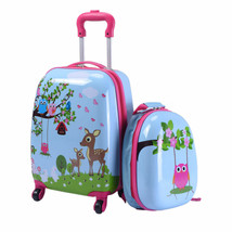 2 Pcs 12&quot; 16&quot; Kids Luggage Set Suitcase Backpack School Travel Trolley Abs New - £80.71 GBP