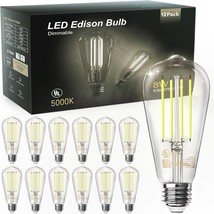 Tjoy 12 Pack Edison Light Bulbs 60W Equivalent, Dimmable Vintage, Clear ... - £32.36 GBP