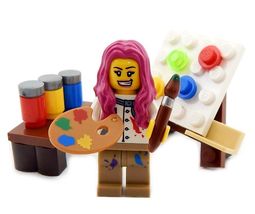 Minifigure Artist Figure Paint Painter Female Gifts Toys - £22.79 GBP