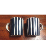 Pair of 2008 Starbucks Collectible Blue Stripe Ribbed Tea Cups Coffee Mu... - £29.22 GBP