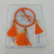 Bright Orange Dream Catcher Feathers Rainbow Strings Legend Of The Dream... - £4.77 GBP
