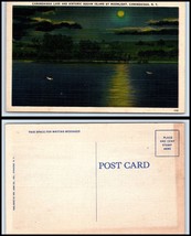 NEW YORK Postcard - Canandaigua Lake, View Of Lake &amp; Squaw Island At Night P27 - £3.12 GBP