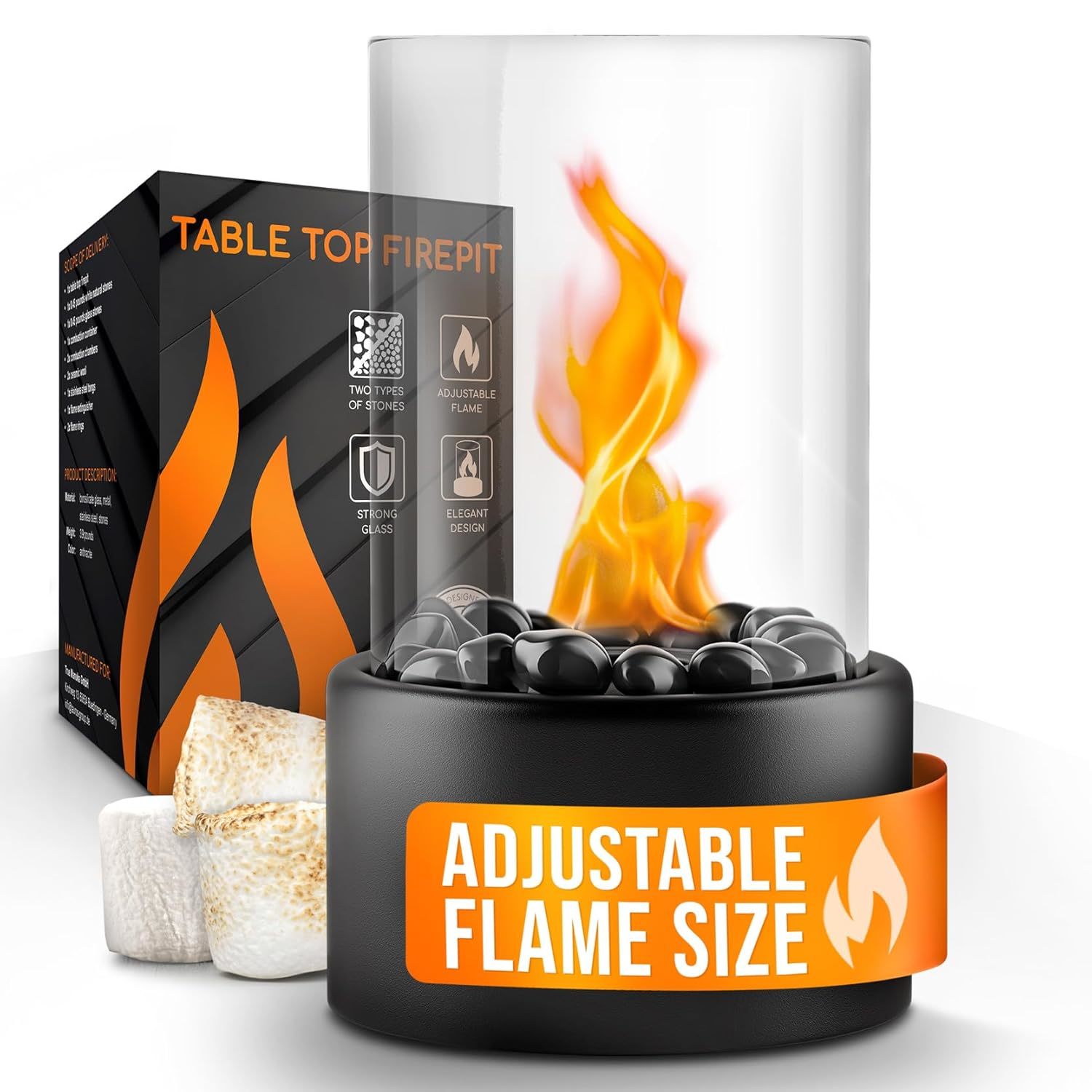 Tabletop Fire Pit [4H Burning Time] - Indoor & Outdoor - Ethanol Table Top Fire
