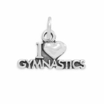 &quot;I Love Gymnastics&quot; Heart Charm 925 Sterling silver Neck Piece Bracelet Jewelry - £26.71 GBP