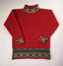 Vintage Gap 100% Wool Fair Isle Nordic Ski Sweater S Retro 90&#39;s Red Black Ivory - £94.01 GBP