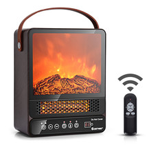 1500W Electric Fireplace Tabletop Portable Space Heater w/3D Flame Effect Walnut - £115.09 GBP