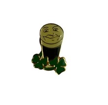 Guinness Badge Pint Glass Smiley Face And Shamrocks Enamelled Pin Lapel Badge - £4.87 GBP