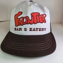 Vintage Frontier Bar &amp; Eatery Trucker Hat Snapback Mesh Cap Brown White USA - $29.99