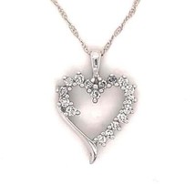 1/4ctw Diamond Heart Pendant with 18 inch Chain REAL Solid 10k White Gold 1.8g - £392.11 GBP