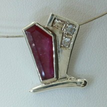 Pink Ruby White Sapphire Handmade 925 Silver Ladies Butterfly Pendant Design 456 - £56.95 GBP