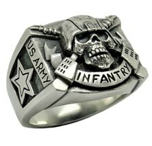Infantry Sterling Silver 925 Special Forces Army Men’s Skull Ring Biker - $148.80