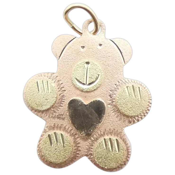 Cuddly Teddy Bear Pendant 10K Two-Tone Gold - $166.17 CAD