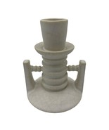 Vintage White Porcelain Candle Stick Holder Japan 4 x 3 Art Deco Design - $14.76