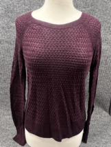 American Eagle Outfitters Sweater Women Medium Red Burgundy Open Knit Zi... - £20.31 GBP