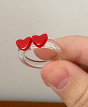 Double love cute color three-dimensional ring girl sweet transparent acr... - £15.50 GBP