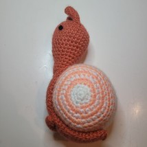 Handmade Snail Peach White Swirl Crochet Stuffed Plush Bug Animal Toy - £13.84 GBP