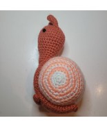 Handmade Snail Peach White Swirl Crochet Stuffed Plush Bug Animal Toy - £13.78 GBP