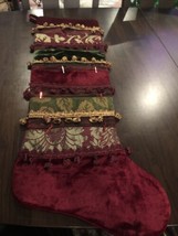 Victorian Elegant Christmas Stocking 5 Pockets Tassel Extra Large Long 33” - £22.15 GBP