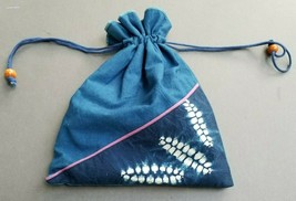 Batik Cotton Drawstring Pouch Festival Ditty Bag - £12.86 GBP