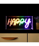 LED Neon Happy Light-Up Clear Acrylic Box, Rainbow - $656.96 MXN