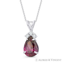 Pear-Shaped Simulated Alexandrite Round Cubic Zirconia CZ 14k White Gold Pendant - £60.93 GBP+