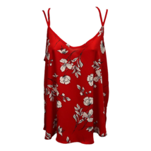 Sienna Sky Womens Camisole Top Red Floral Print Sleeveless V Neck Cross Back S - £15.17 GBP