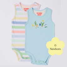 Bambi Mini Co. Supersinglet Bodysuit 0 Newborn Crystal Blue and Stripes 2 Pack - £65.76 GBP