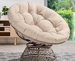 Ergonomic Wicker Papasan Chair With Soft Thick Density Fabric Cushion, H... - $277.99