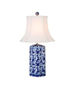 Beautiful Blue and White Porcelain Round Vase Floral Chinoiserie Table L... - £246.47 GBP