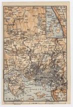 1914 Original Antique Map Of Vicinity Of Oslo Kristiania / Norway - $27.31