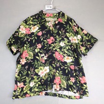Analogy Black Tropical Button Up Rayon Shirt Women&#39;s Plus 1X Short Sleev... - $20.00